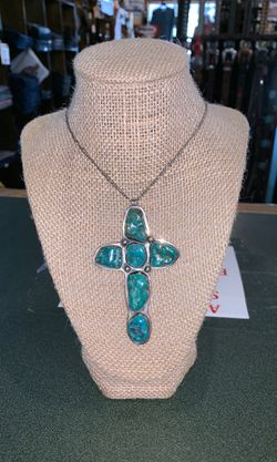 Sterling/ Turquoise Cross Necklace