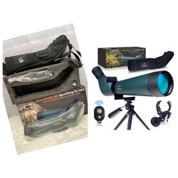 Spotting Scopes 20-60x80mm or 20-60x60mm Zoom with FMC Lens, 45 Degree Angled Eyepiece, Fogproof Spotting Scope with Tripod, Compact with Phone Adapte