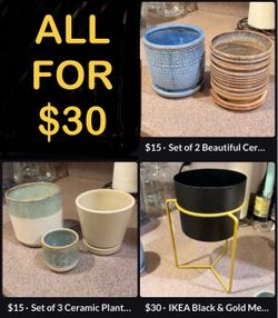 Bundle of ceramic indoor plant pots home decor gardening