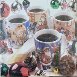 NEW Sealed Vintage Sakura Boxed Set Of 4 Christmas Mugs 1994 Sue Zipkin Stoneware 12 oz.