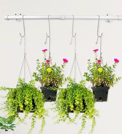 White Metal Hanging Planter Bar - Wall Mounted