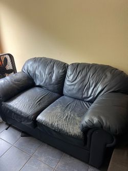 Full Black Leather Couch $1000 Retail!