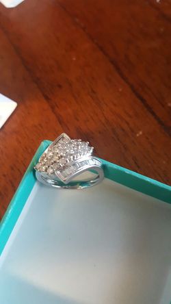Solid white gold natural Diamond ring size 7.5