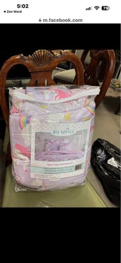 Twin 3 piece comforter unicorn rainbows clouds New never opened One Unicorn 3 Piece Only One Sham 1decor Pillow One Comforter 45.00 EACH SET