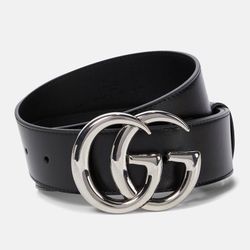 Gucci Double GG Buckle Marmont Wide Black Belt Mens Size 38 US