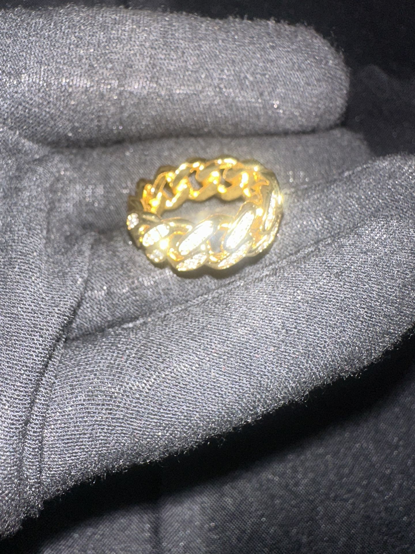 Iced Out Gold Plated Ring Sz 7