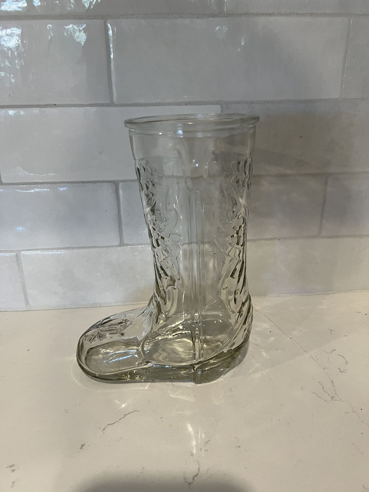 Cowboy Boot Glass Vase