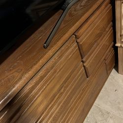Oak Finish Dresser, Mirror, And Nightstand