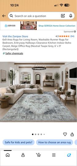 Zanipex 6x9 Washable Boho Area Rug