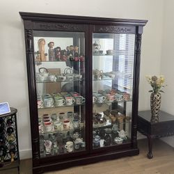 Rosewood Curio Cabinet with light