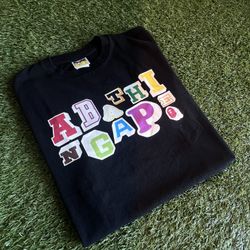 Bape Varsity Font Black T-Shirt Size Large