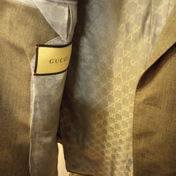 Gucci Gray 2-button Wool Men's Blazer Size 54R