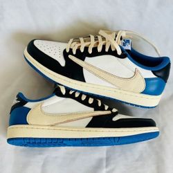 Three-party joint lightning low-top basketball shoes unisex white, blue and black