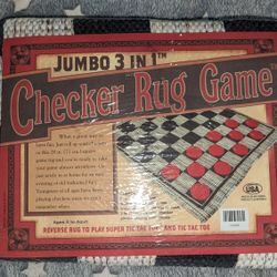 New Jumbo 3 in 1 Checker & Tic-Tac-Toe Rug Game 28" Sealed
