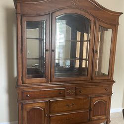 Antique 2 Piece Lane China Cabinet with Sideboard Buffet Table