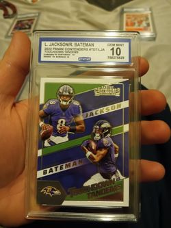 Lamar Jackson/R. Bateman 2022 Panini Contenders #tdt-lja Graded 10 Gem Mint
