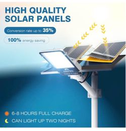 8000W Solar Street Lights Outdoor, 7000K Solar Parking Lot Lights Commerical Dusk to Dawn, Outdoor S
