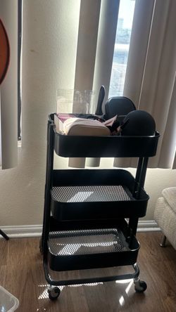 IKEA RÅSKOG 3-Tier Rolling Utility Cart – Black – $25
