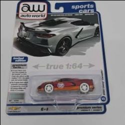 Auto World 2022 Chevy Corvette C8 Gulf Oil Ultra Red Chase 1:64 Diecast RARE