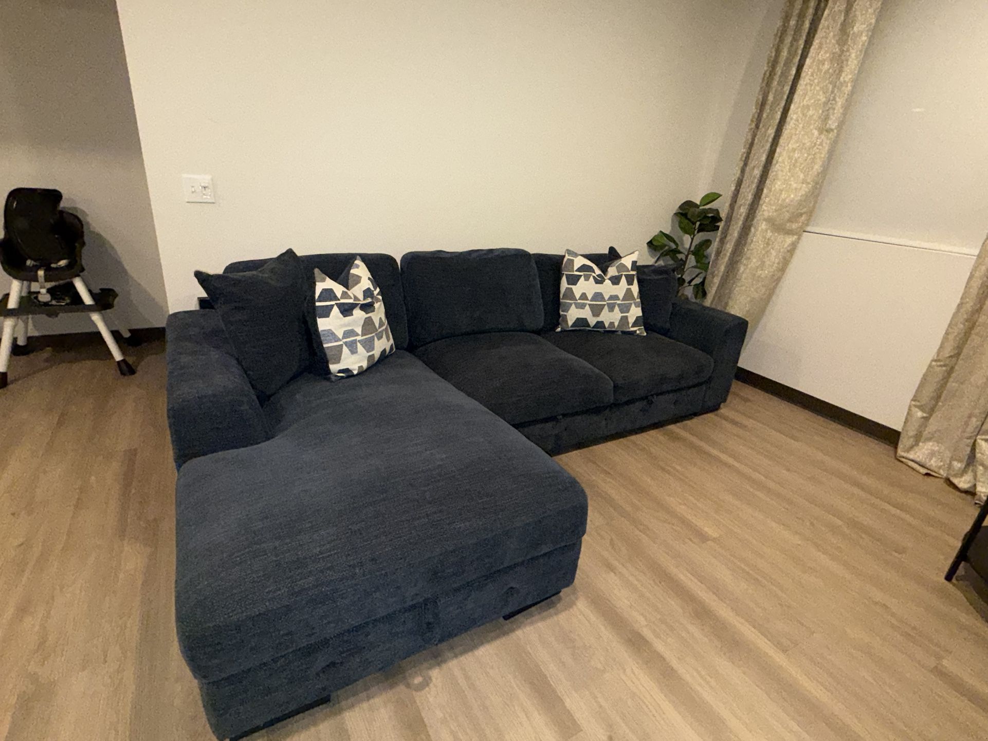 Playground Navy 116'' 2 Piece Left Arm Facing Chaise Sectional