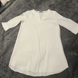 ZARA White Midi Dress / Tunic Size M/L