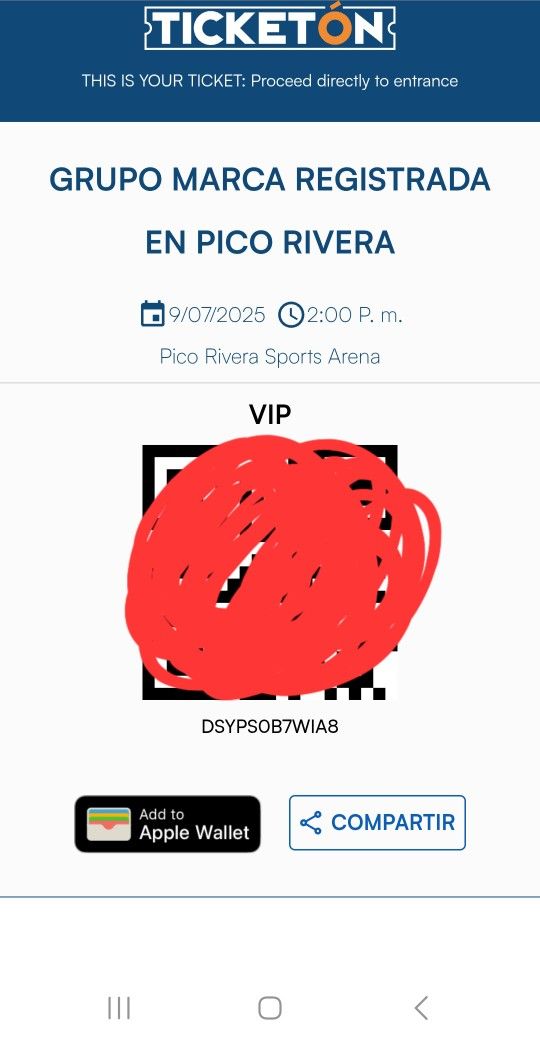 2 VIP MARCA REGISTRADA TICKETS, PICO RIVERA 