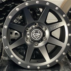 Icon Rebound 17x8.5 Matte Black 6x139.7 + 0 Offset Wheels For Silverado / Gmc / Tacoma 🔥🔥🔥🔥