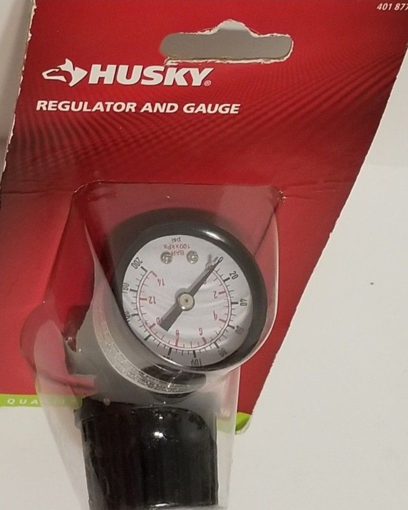 Husky 1/4 in. Black Air-Compressor Regulator with Gauge