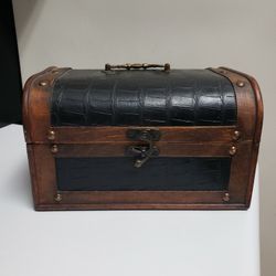 Faux Alligator Leather Studded Wood Storage Box