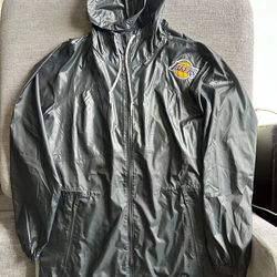 Los Angeles Lakers Columbia Black Windbreaker Rain Jacket Hooded Womens Small