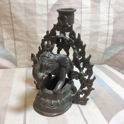 Antique Asian Bronze Elephant Candle Holder