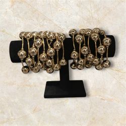 Large Gold Gumball Bracelets  With Gold Wire in Between Bracelets New SET OF 3