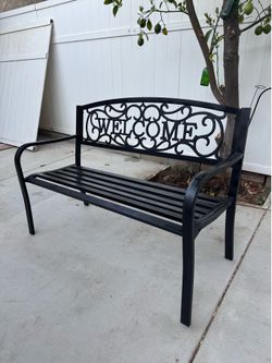 50’ long metal welcome bench