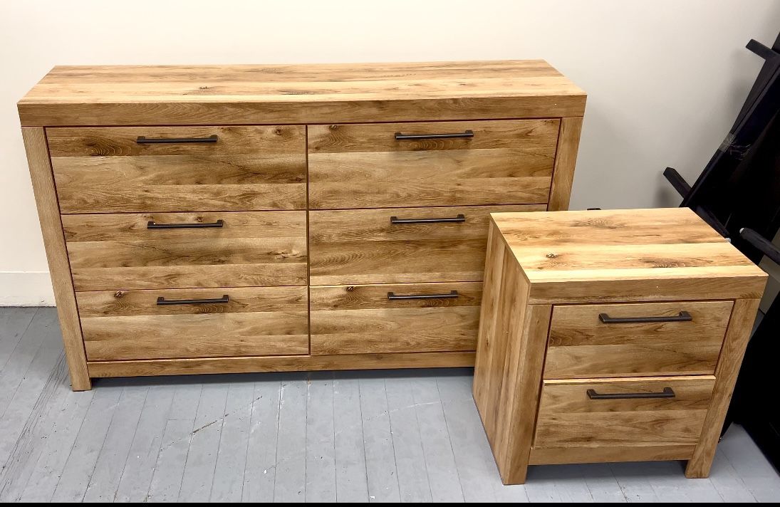 Tanq 6-Drawer Dresser & Tan 2-Drawer USB 🔌 Nightstand Delivery 🚚 💨 & Set up are free