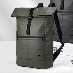 HIMZ WARRIOR Mens Rolltop Backpack 15 inch Green Water Resistant, for Adults, Laptop Backpacks, Heavy Duty, Commuter, for 