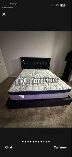 New Queen bed frame with mattress