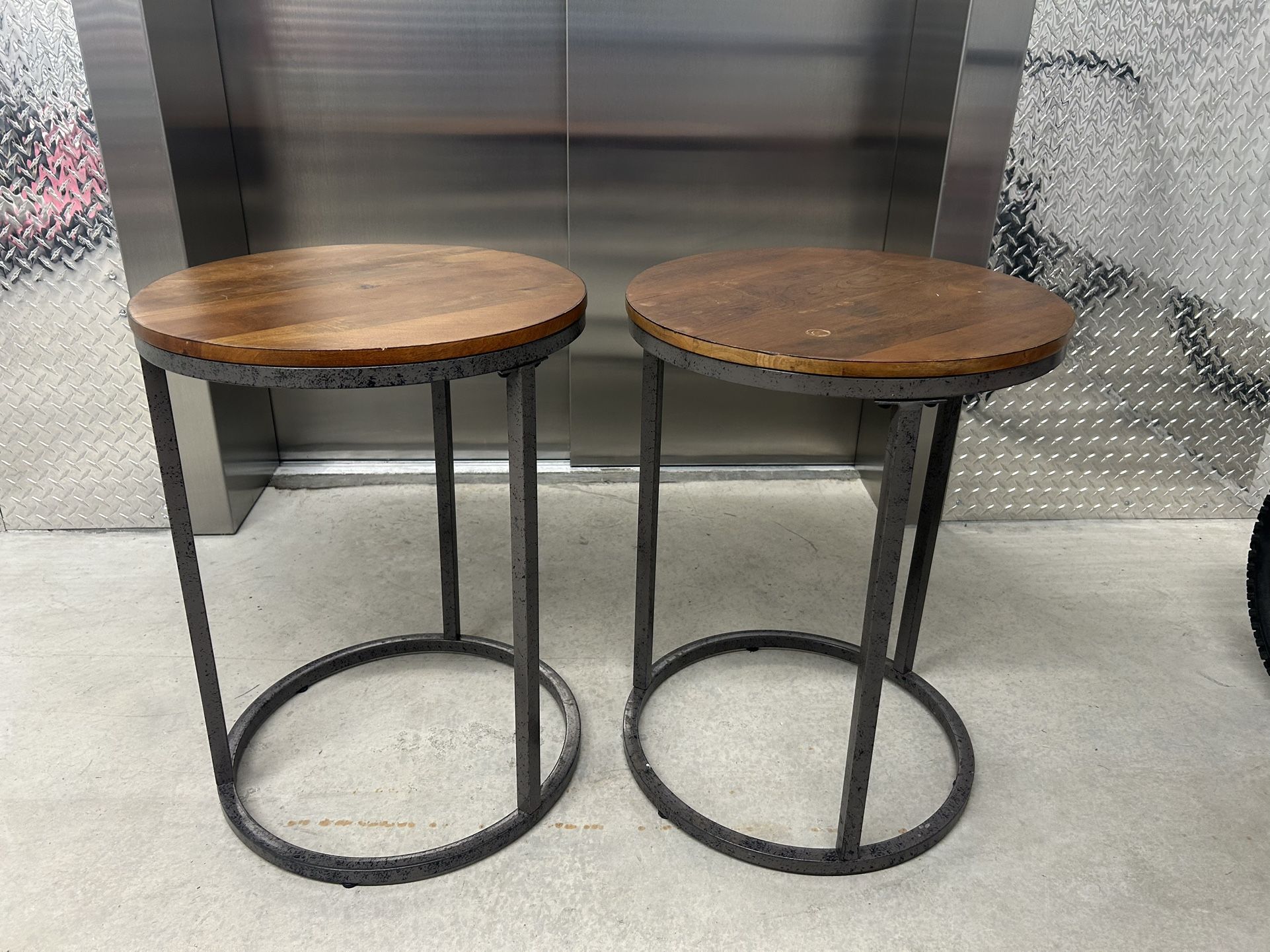 Solid Wood Top End Table Pair