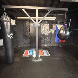 Titan Fitness Dual Station Heavy Bag Stand - Adjustable, Sturdy, Like New!