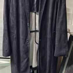 Zara Mens Black Faux Suede Long Jacket Classic Rock size S/M used good 