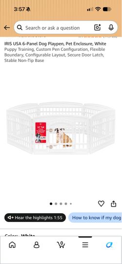 IRIS USA 6-Panel Dog Playpen, White