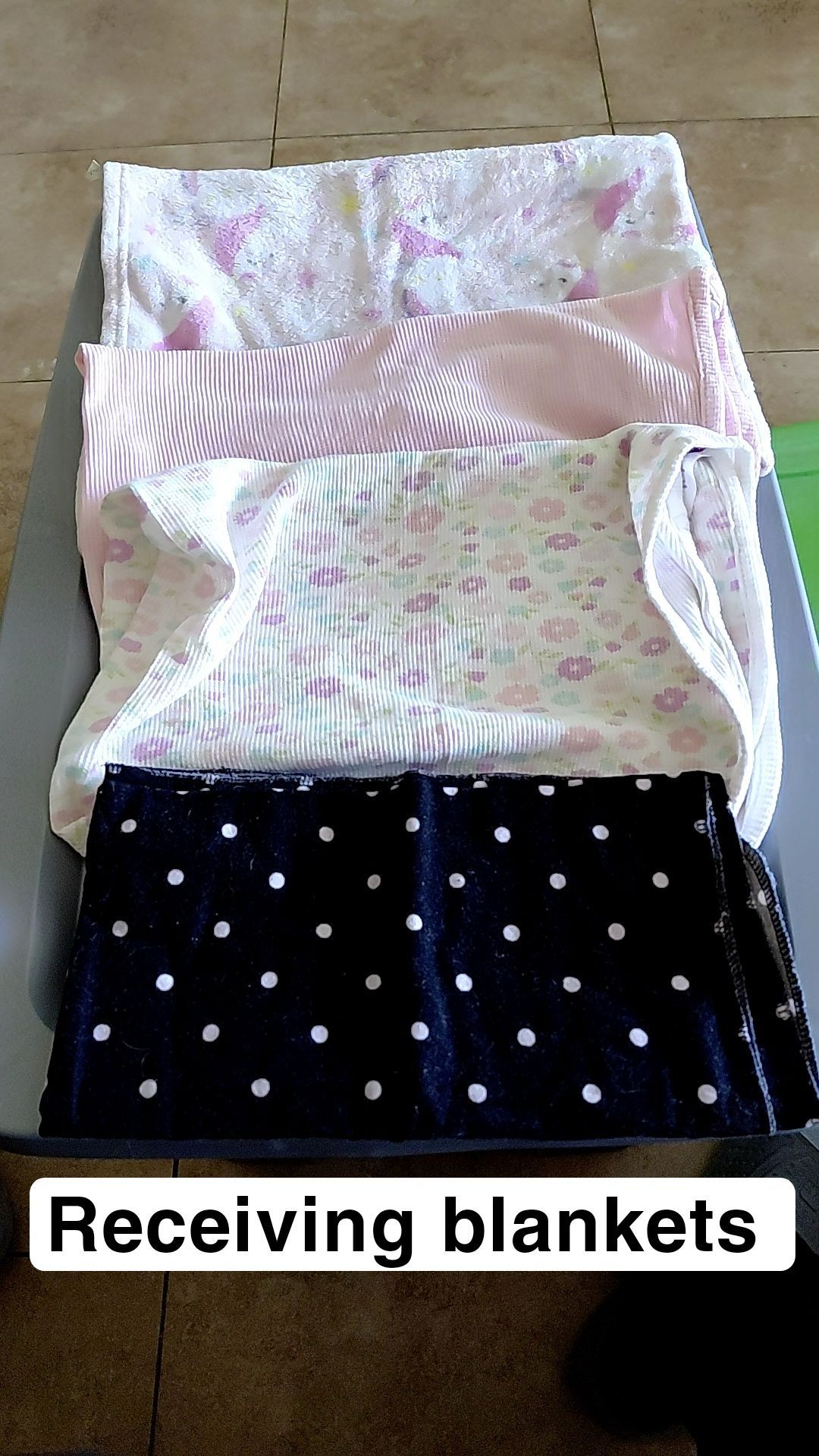 Crib sets, blankets and receiving blankets swaddles