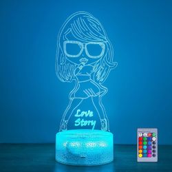 3D Night Light Tay Gifts: TS Fans Merch, Table Lamp with Remote Control and Smart Touch, Singer Gifts for Girls Room Decor Music Party Birthday Christ