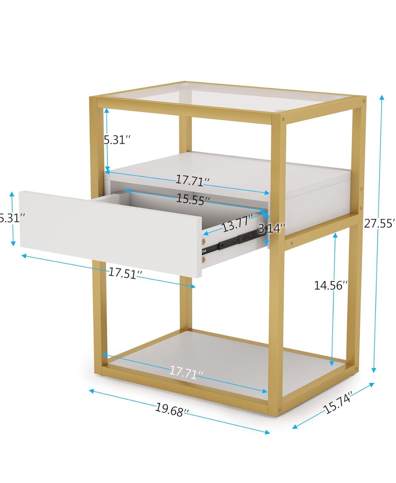 All New 19.69”Lx15.75”Wx23.22”H Nightstand With Drawer Storage