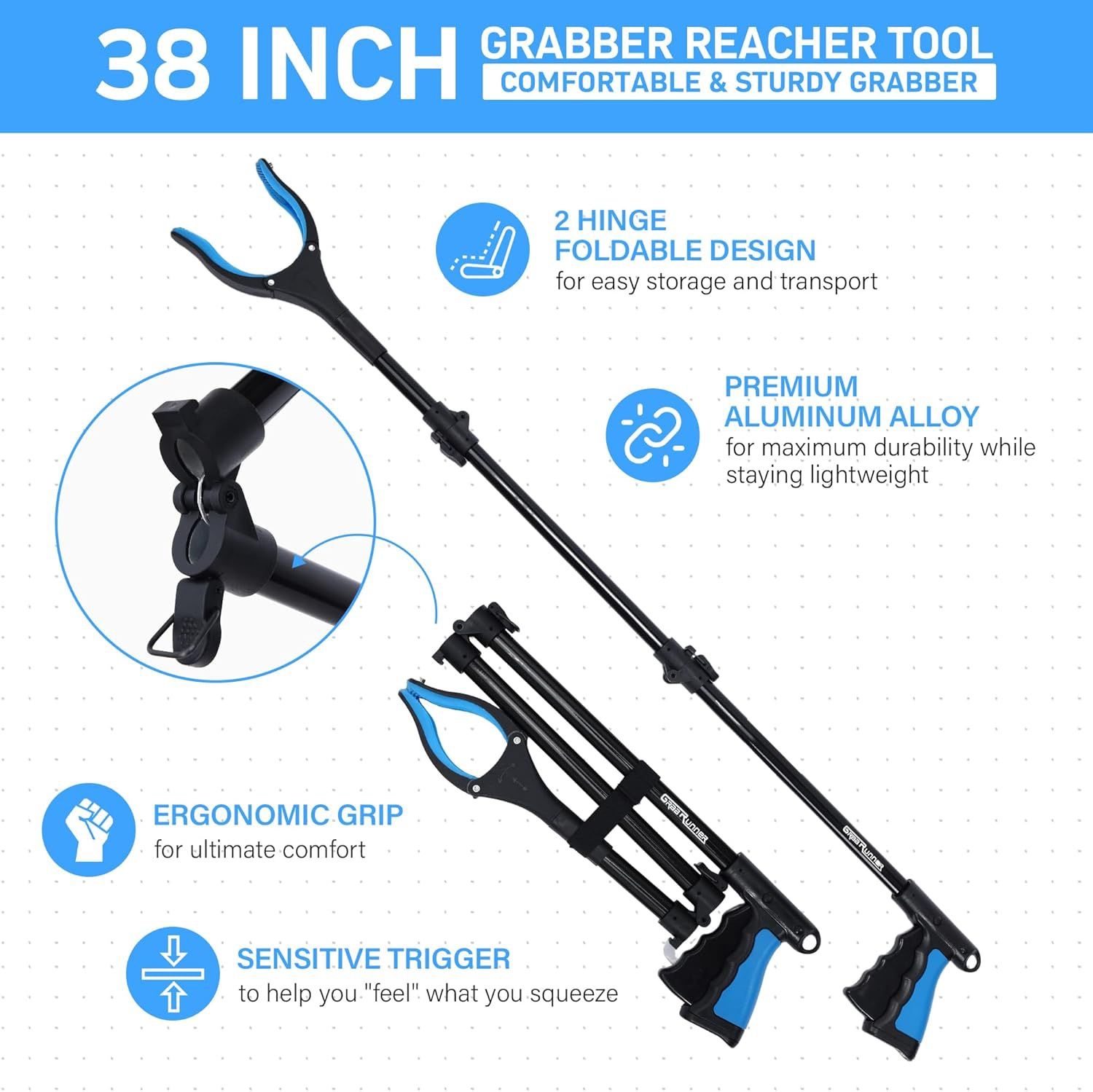 NEW 38" Extra Long Grabber Reacher Tool