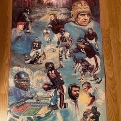 Vintage Chicago Bears History Of The Game Art Poster By Timothy Adam’s Hard To Fine 24x36