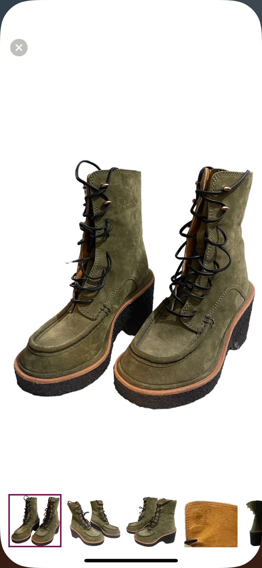 Rag & Bone Scout Suede Wedge Platform Boots In Green Size 37.5