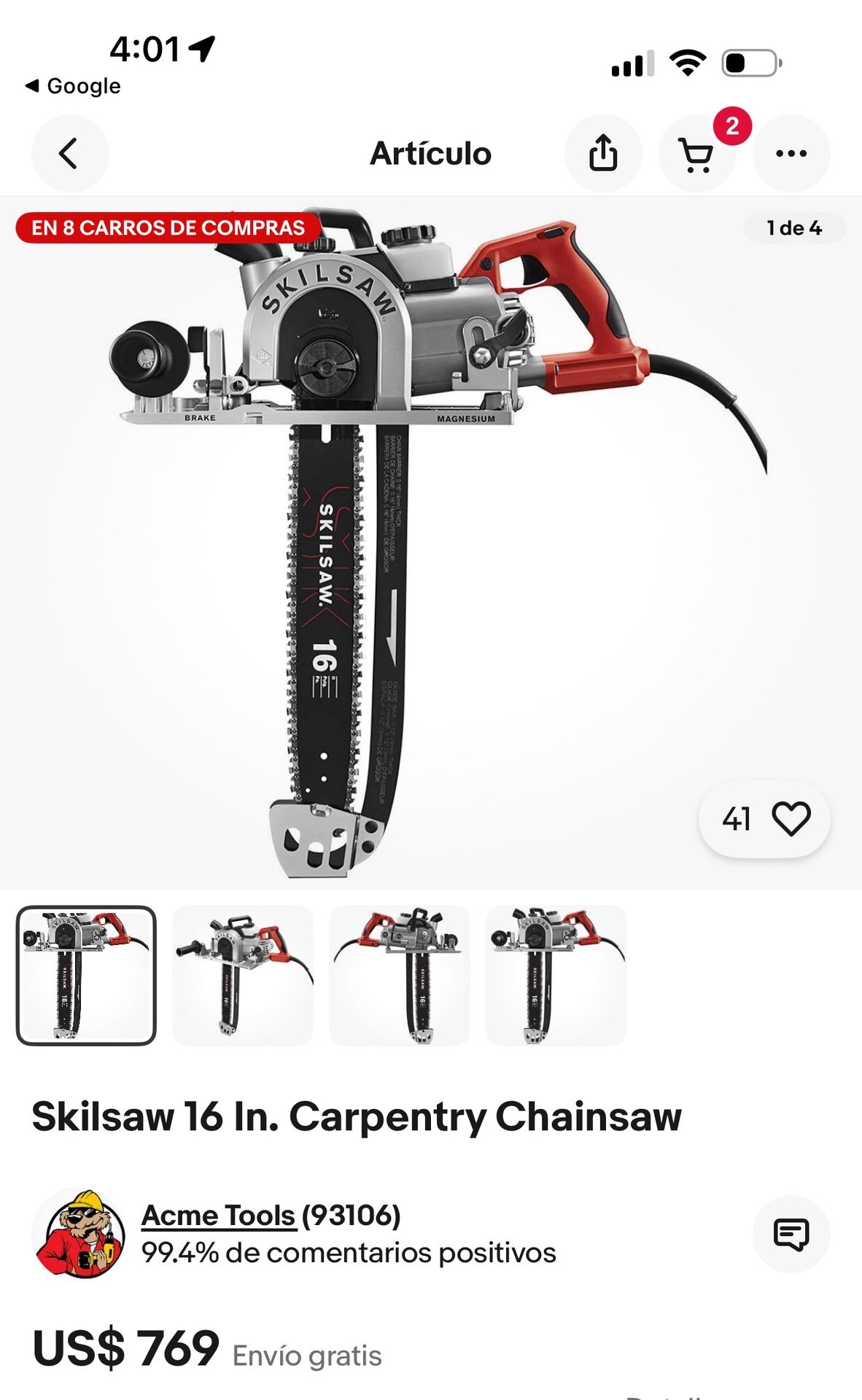 Skilsaw Chainsaw 16”