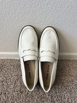 Anne Klein White Loafers Worn Once