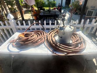 Paint Pressure Pot with Regulator & Long Air Hoses – $80 OBO