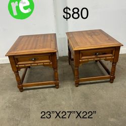 Set Of 2 Solid Wood Tables 